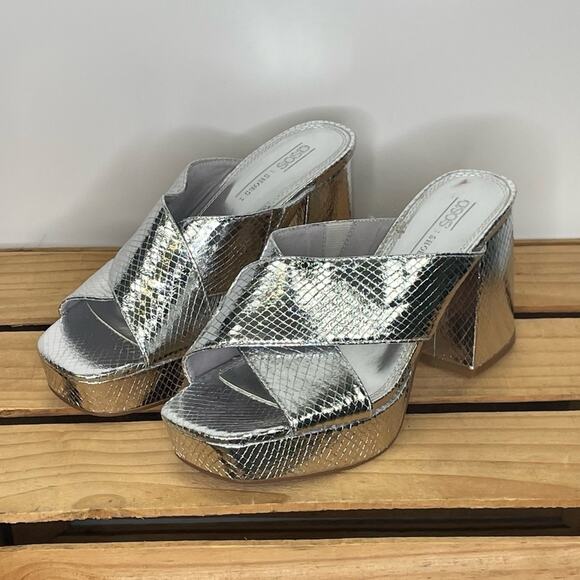 ASOS Silver Snake Print Heels - Picture 1 of 13
